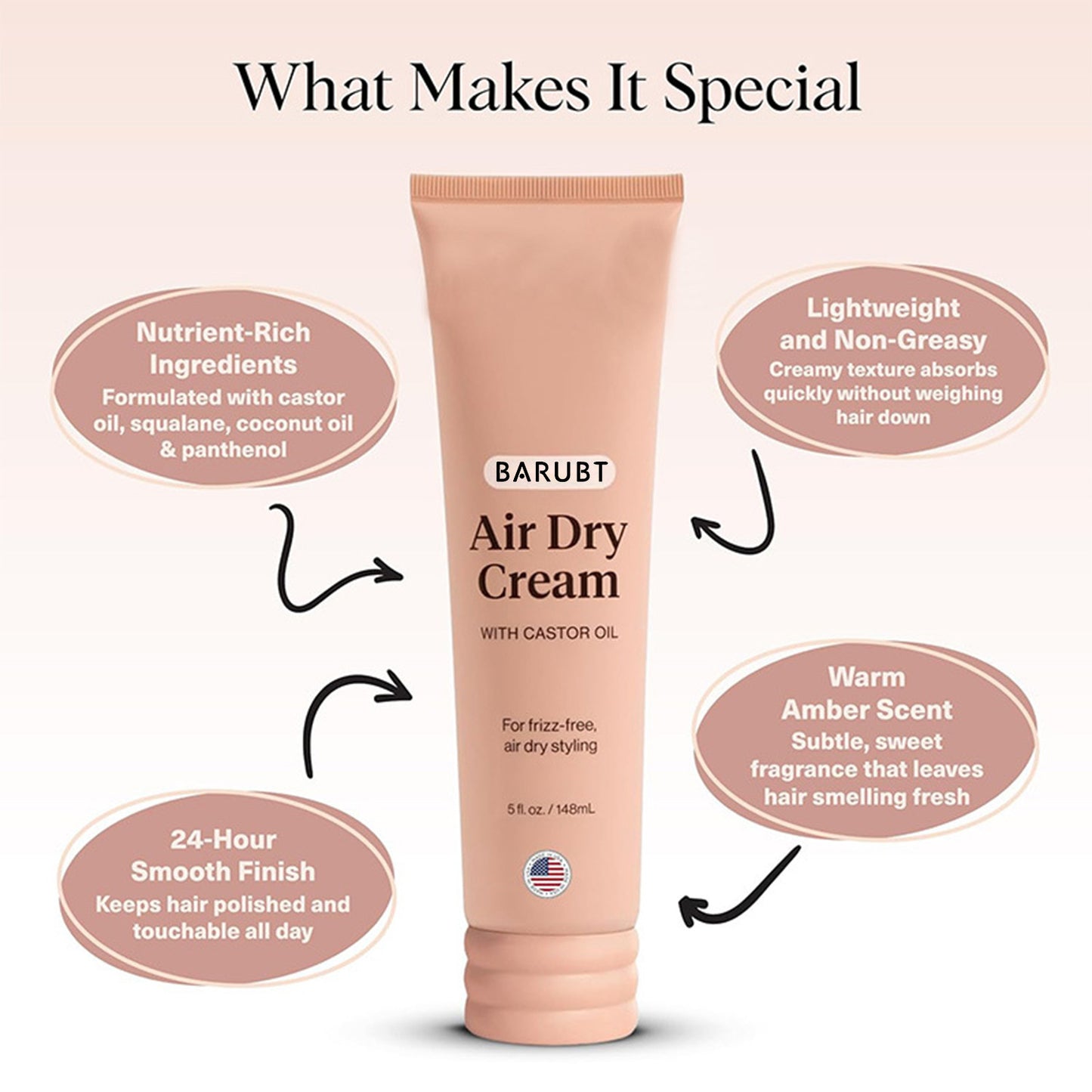 Kitsch Air Dry Cream with Castor Oil ? Smoothing Frizz-Free Styling Cream, 5 fl oz