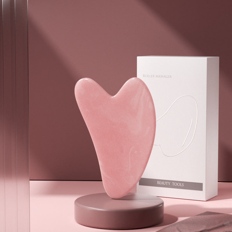 Rose Quartz Facial Roller and Gua Sha Glow Set